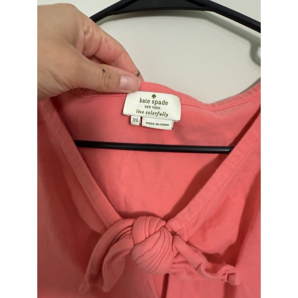 Kate Spade‎ Sz XL Classic Bow Tank Sleeveless Shirt Pink Preppy Barbie Luxe Chic - Picture 3 of 6